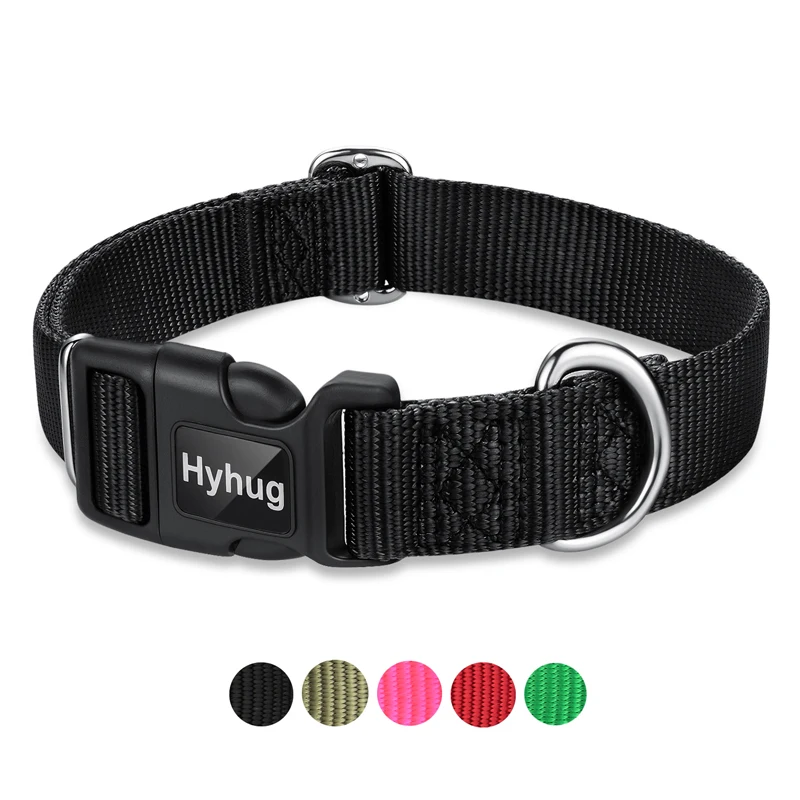 Hyhug Pets Design Basic Classic Dog Collar, Unique design Adjustment Triglide slide Can Attached Name Tag