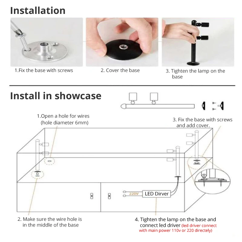 Wysokiej jakości oświetlenie podszafkowe 1W 2W 3W 5W lampa jubilerska licznik punktowy Mini Led prezentacja oświetlenie wystawa diamentowy