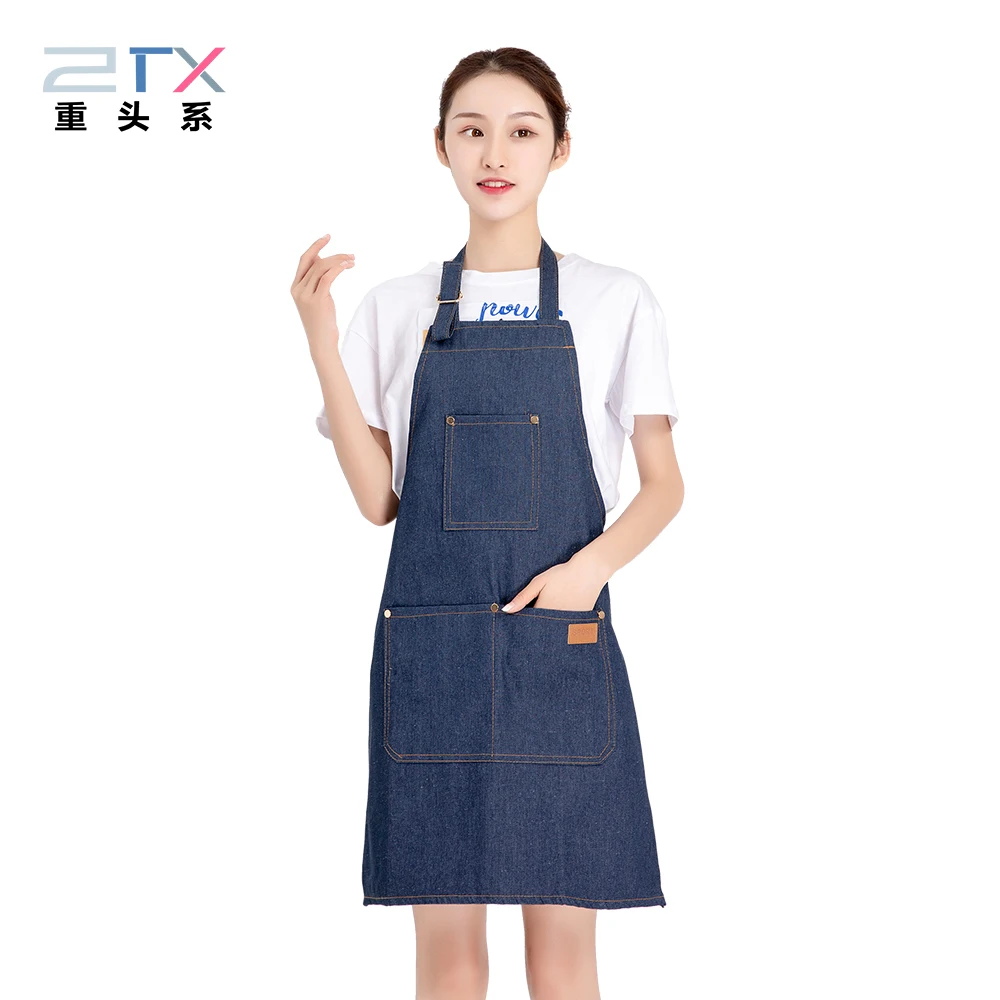 

2020 Newest Hot Demin Cooking Kitchen Apron For Woman Men Chef Waiter Cafe Shop BBQ Hairdresser Aprons Bibs Kitchen Accessory