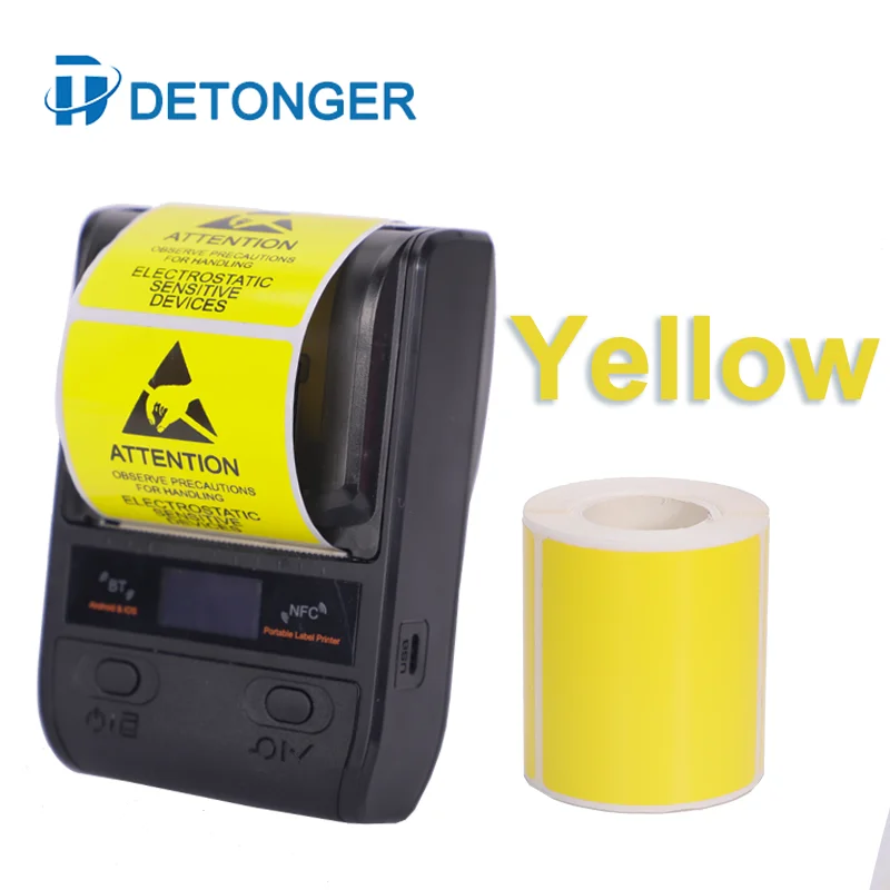 DETONGER DP23S 58mm Portable Thermal Printer with 4 Rolls Color Sticker Bluetooth Barcode Label Maker DP23S