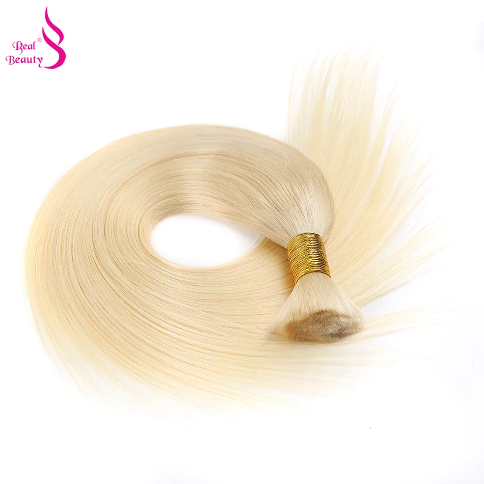 Real Beauty 613 Blond Straight Human Hair Bulk For Braiding No Weft Hightlight 100% Human Hair Extensions 45cm to 75cm