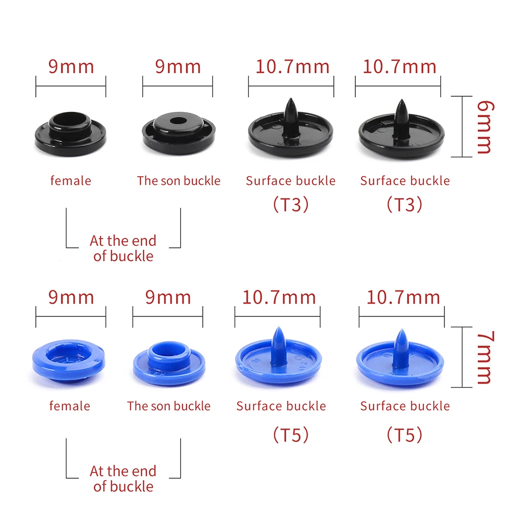 T5 Plastic Snap Button with Snaps Pliers Tool Kit, Organizer Containers,Plastic Pressure Seam Snap, Button Press Studs, 360 Sets