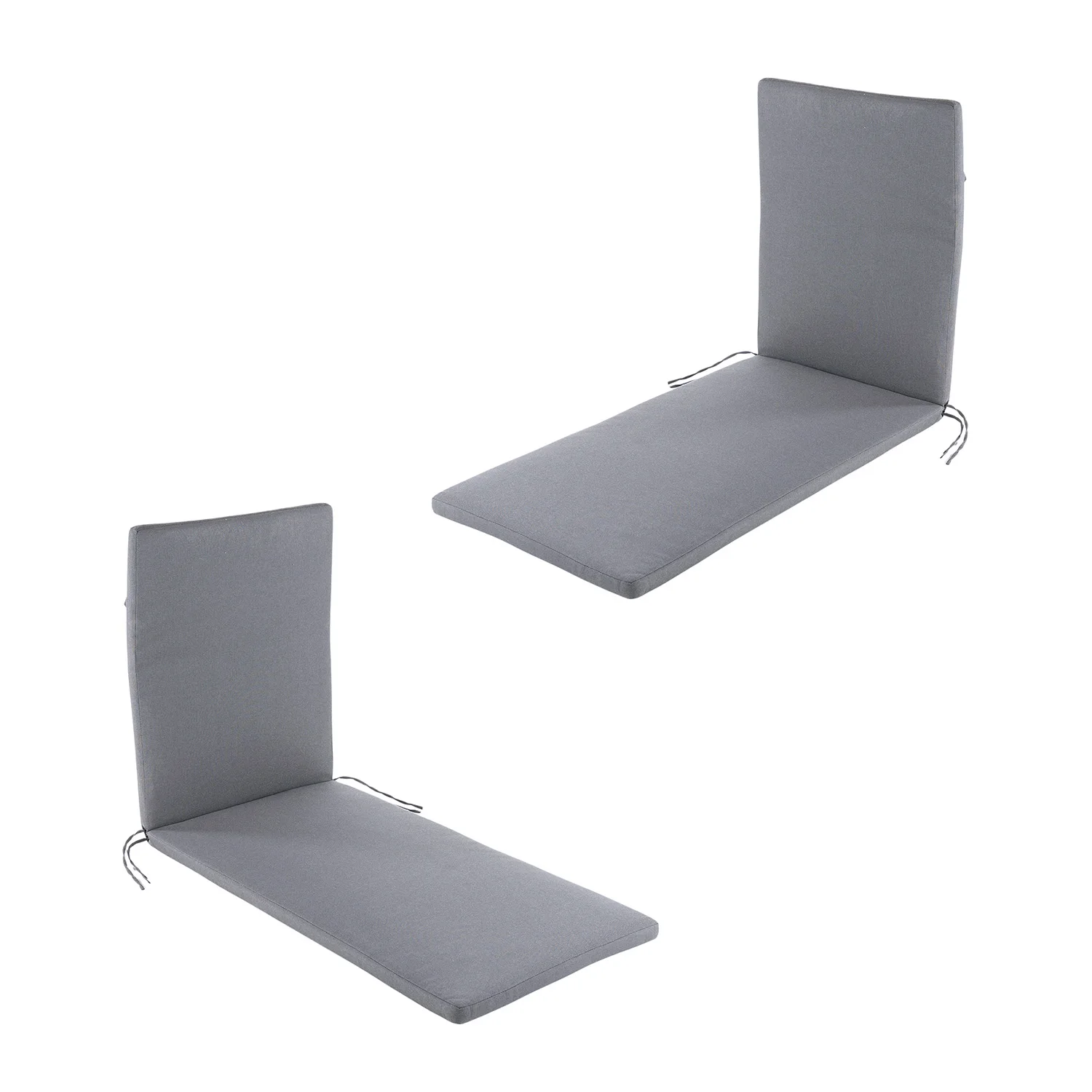 2 Pack standard Olefin outdoor lounger cushions gray color | Size 196x60x5 cm | No color loss | Removable, outdoor cushions, garden cushion, outdoor pillows, cushions for chairs and armchairs