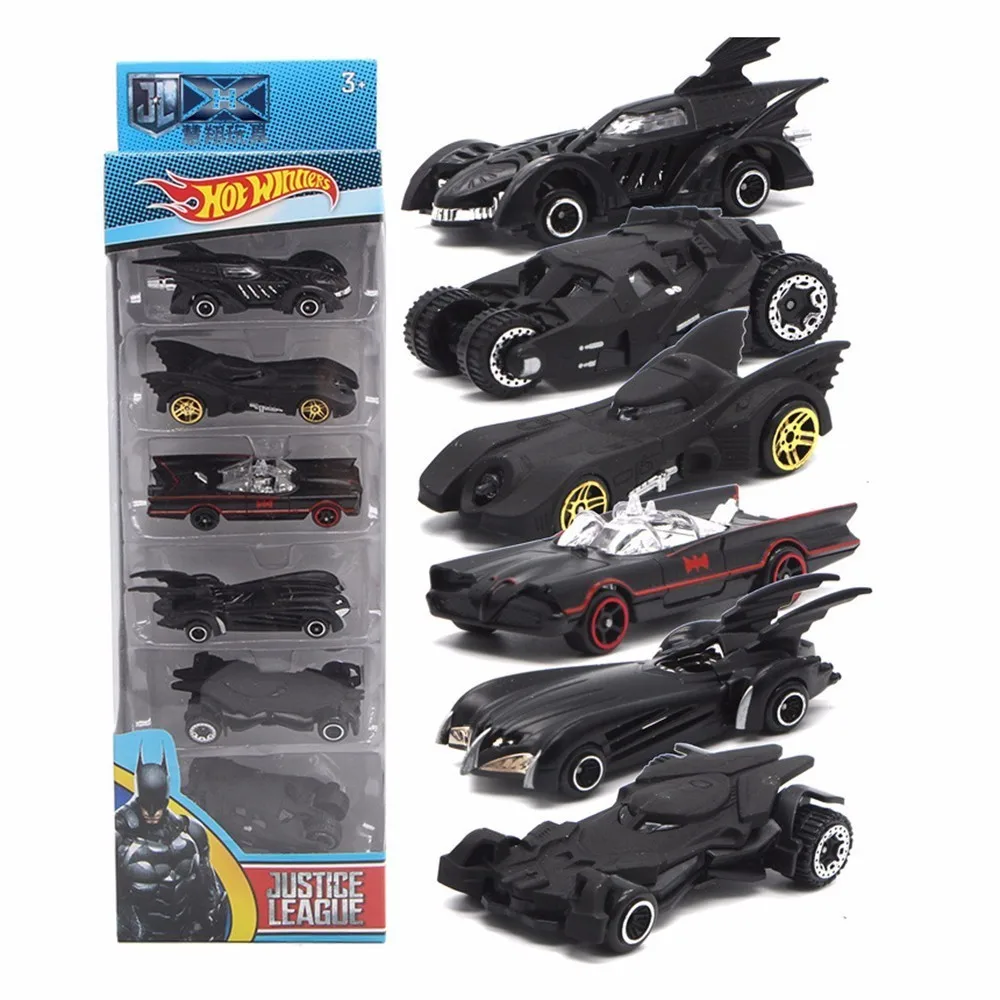 6 Pcs/set Bat Chariot Set Alloy Car Models Toy American Movie 6th Generation Bat Chariot Metal Cars Suit Children Birthday Gifts