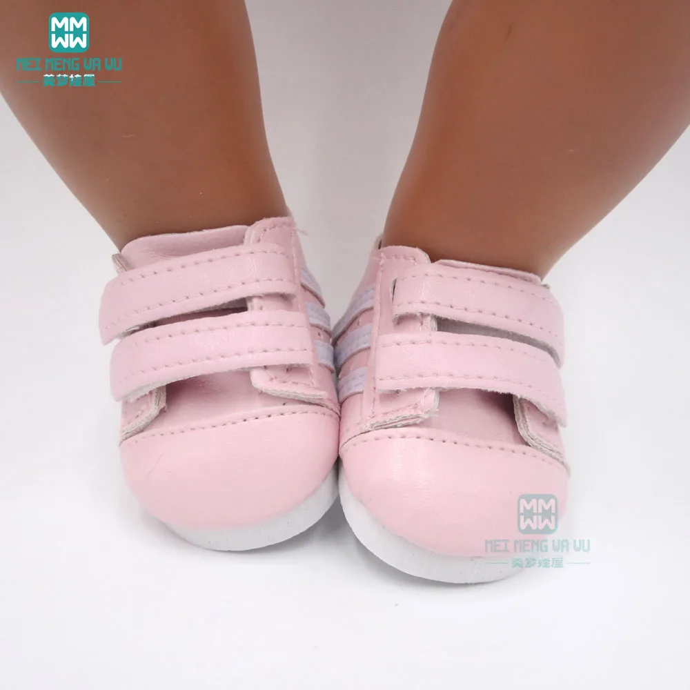 7.5cm White leather boots for 43cm new born dolls accessories and American dolls Accessories mini shoes