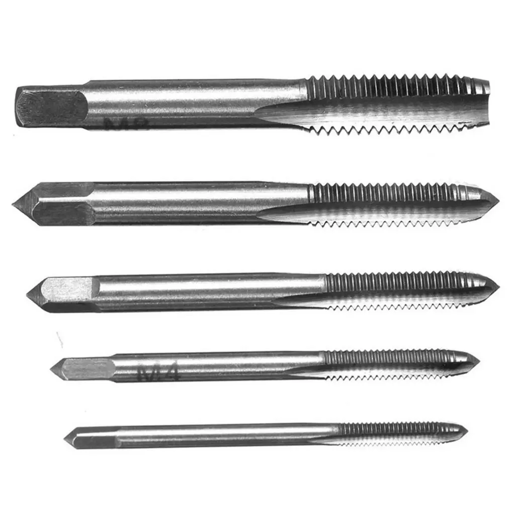 5PCS/Set HSS M3 M4 M5 M6 M8 Machine Spiral Point Straight Fluted Screw Thread Metric Plug Hand Tap Drill Set Hand Tools