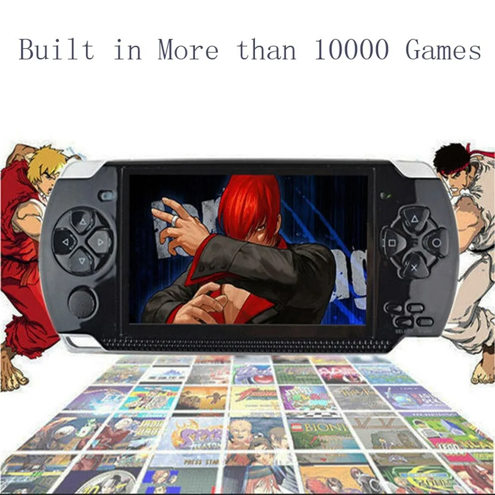 Handheld Game Console Hd Multi-function 4.3-inch Big Screen Supports MP4 Camera TV Multimedia Game Console Built-in 10000 Games