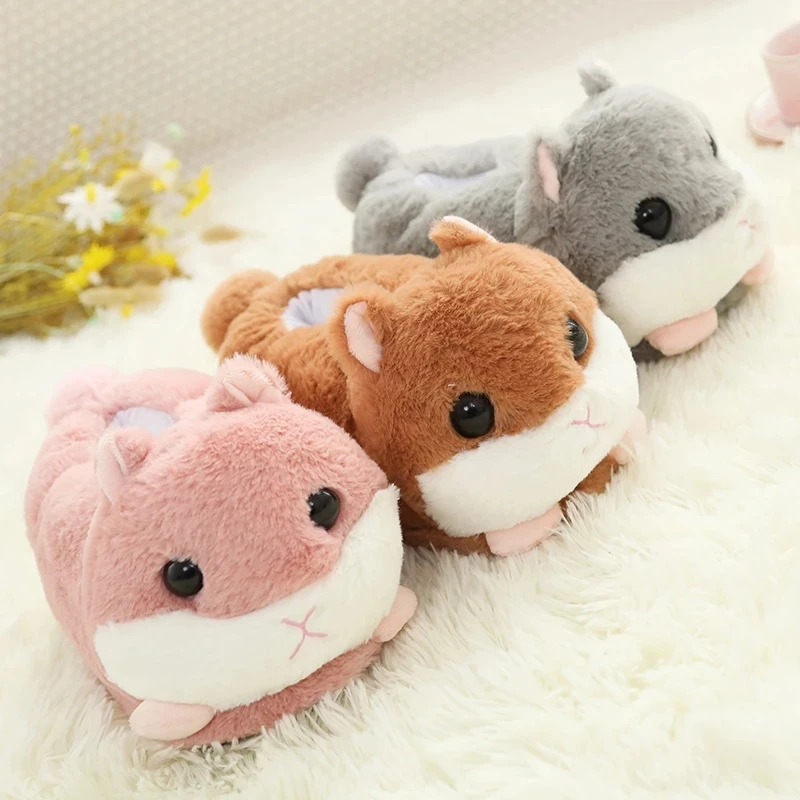 

Kawaii Plushie Stuffed Soft Hamster shoes Plush Toy Super Warm Women Indoor Shoes Cute for Adult Lover Winter Christmas Gifts