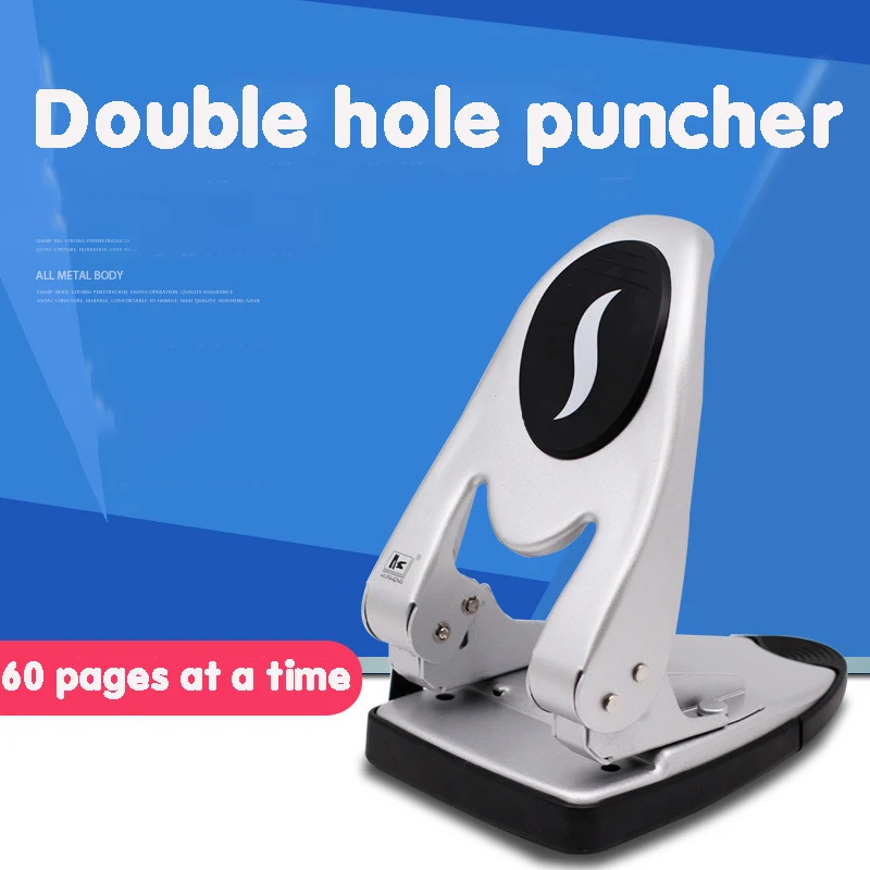 Imagem -02 - Perfurador Manual da Mão-economia 50 Folhas do Perfurador do Dobro-furo Resistente-distância de Perfuração Grossa do Perfurador 80 mm do Dobro-furo