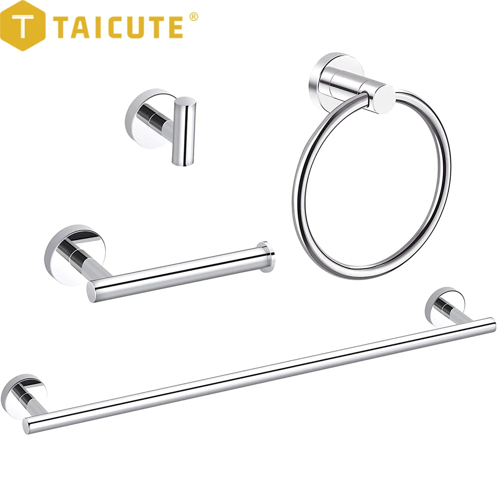 TAICUTE Towel Holder Ring Sets Wall Mount Toilet Paper Roll Holder Stainless Steel Bathroom Accessories Sets