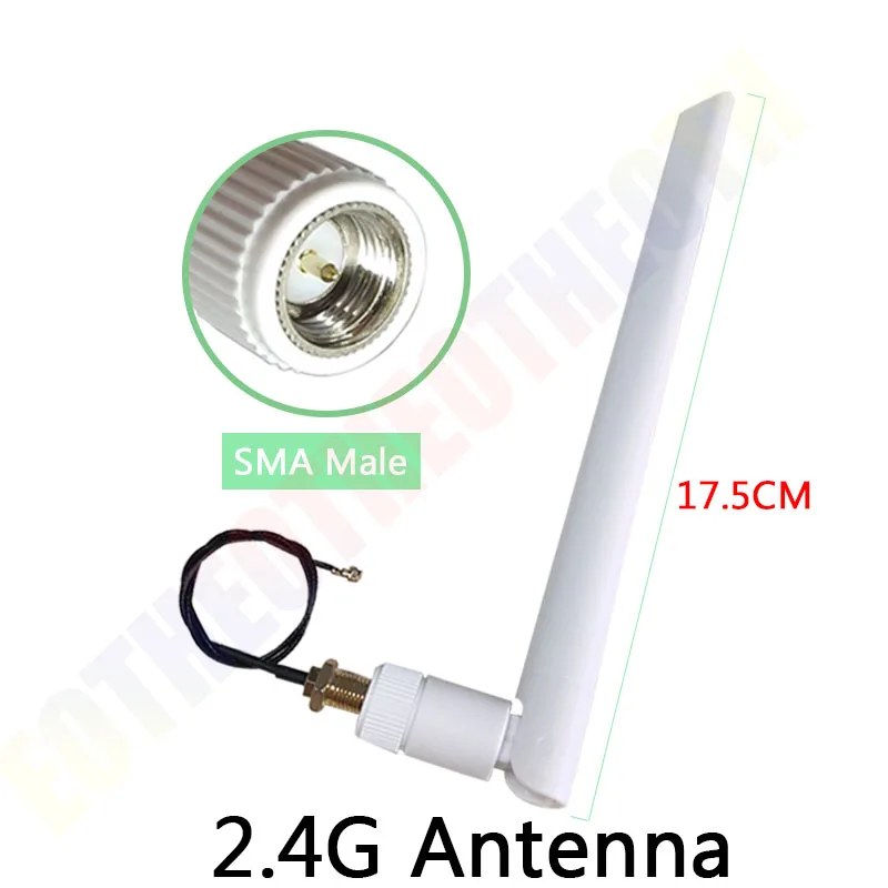 EOTH 1 2 pcs 2.4g antenna 5dbi sma male wlan wifi 2.4ghz antene IPX ipex 1 SMA female pigtail Extension Cable iot module antena