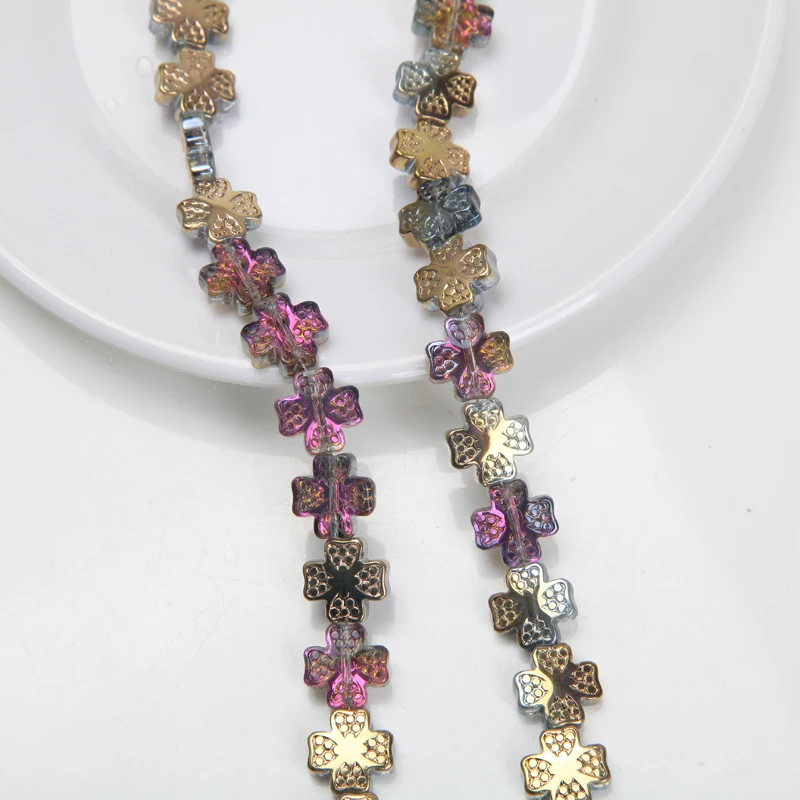 20PCS 12mm AB 색상 꽃 유리 스페이서 비즈 DIY 목걸이 팔찌 액세서리 빛나는 크리스탈 비즈 귀걸이에 대 한 매력