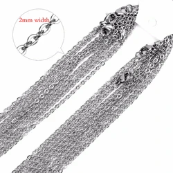 100pcs/lot Stainless Steel Rolo Cable Chain Necklace 1mm/1.5mm/2mm Necklaces For DIY Jewelry Making Findings