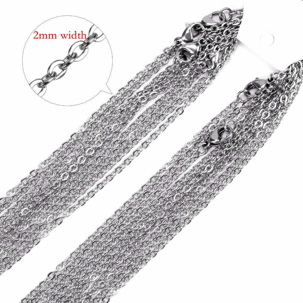 100pcs/lot Stainless Steel Rolo Cable Chain Necklace 1mm/1.5mm/2mm Necklaces For DIY Jewelry Making Findings