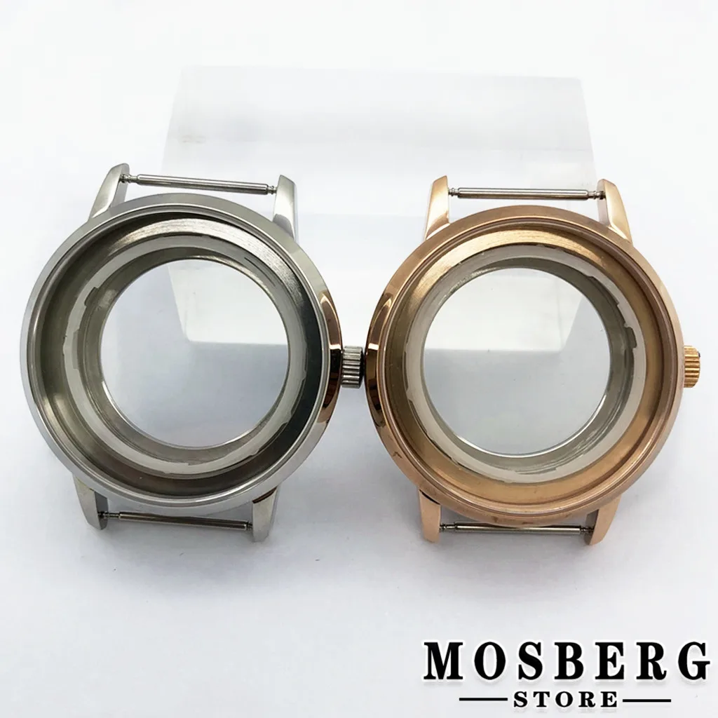 

40mm Watch Case Silver Rose Gold 316L Stainless Steel For ETA2836 Miyota 8215 8205 821A Mingzhu DG2813 3804 Movement Accessory