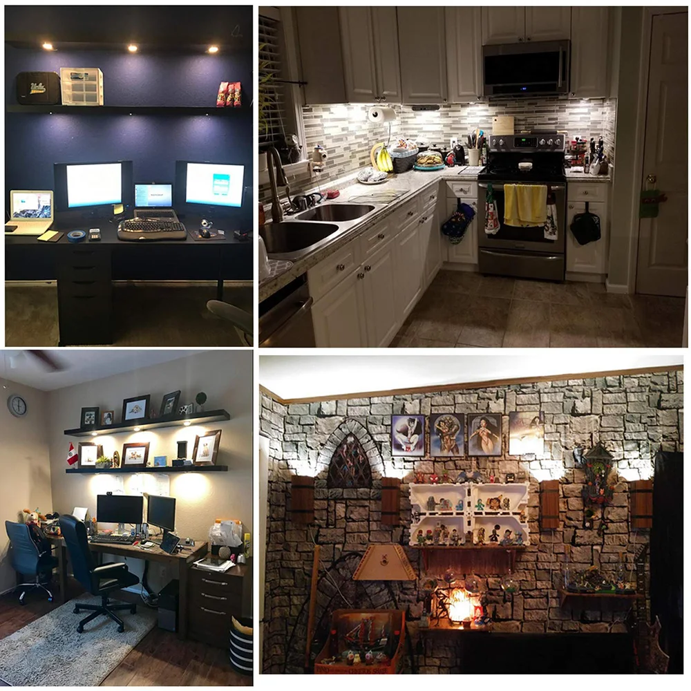 LED Hand Sweep Smart Switch LED under Cabinet lights Round LED Kitchen Bedroom Wardrobe Closet Night Lights Home Decor Light