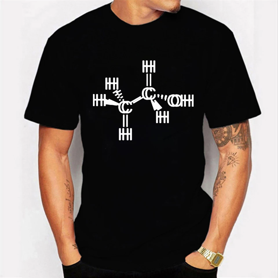 

Summer New Fashion Trendy Men's Casual T-shirt Alcohol Molecule Print Luminous T-shirt Men's Short-sleeve O-neck T Shirt for Men