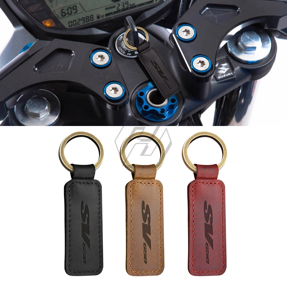 For Suzuki SV650 SV 650 SV650X SV650S Key Motorcycle Keychain Cowhide Key Ring