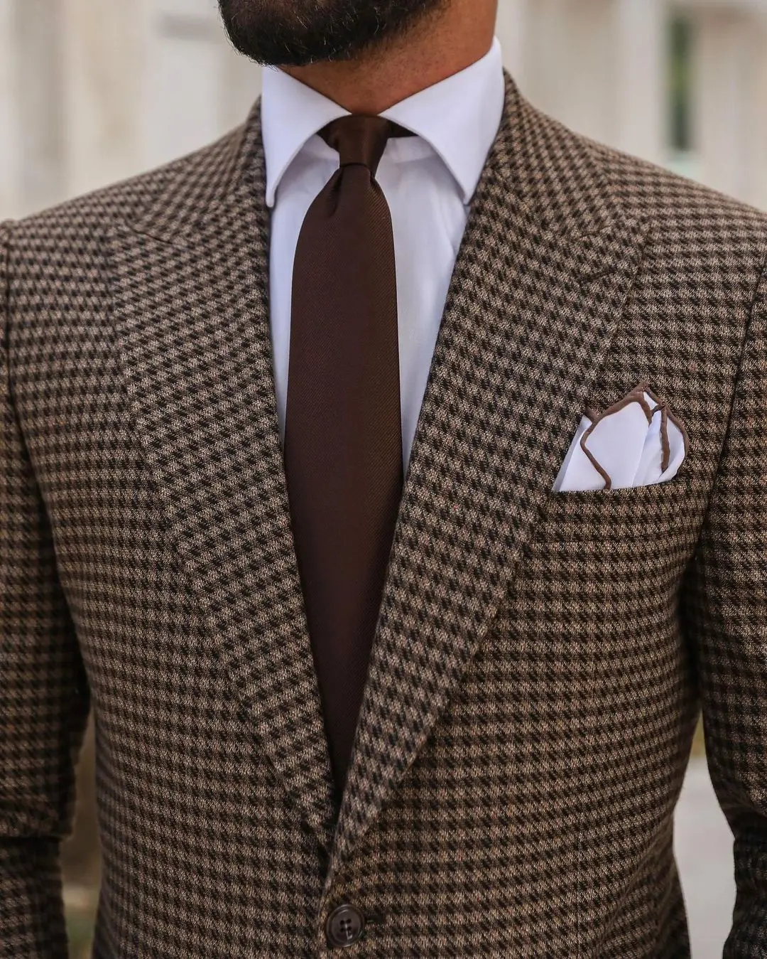 2 Cái Houndstooth Nam Cưới Phù Hợp Với Áo Quần Đạt Vị Trí Cao Nhất Ve Áo Chú Rể Cưới Tuxedos Chính Thức Tự Làm