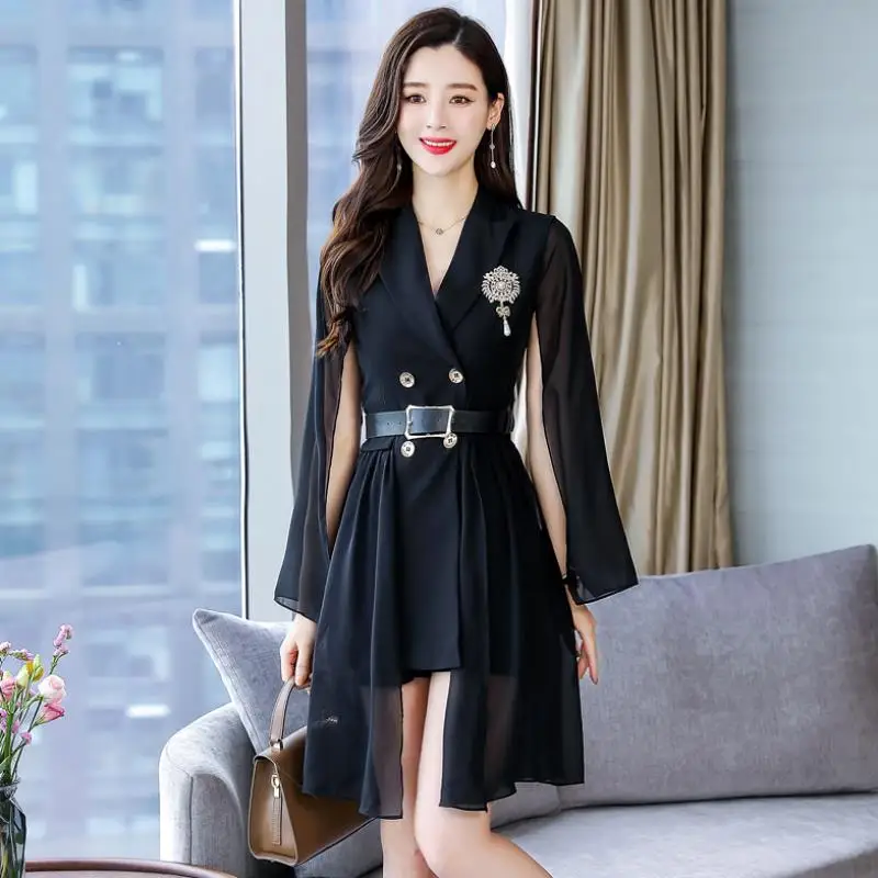 Party Women Trench Blazer Casual Coat Open Front Windbreaker Cloak Split Belt Trench Summer Longline Cape Club Casual Blazer