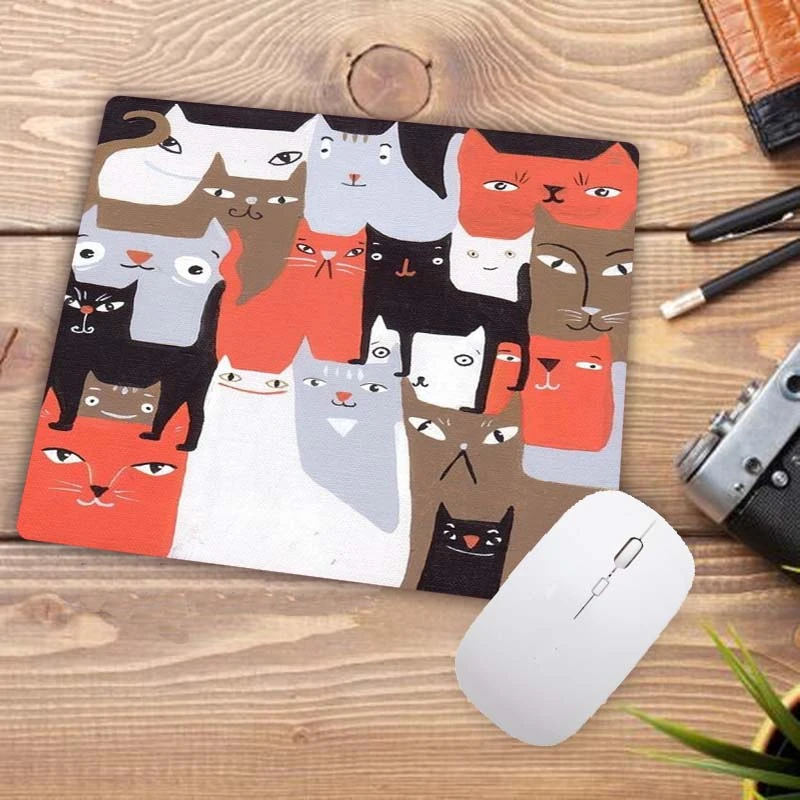 Grande Promotion 22x18cm dessin animé tête de chat mignon Designs Cool tapis de souris de Table ordinateur portable clavier de jeu tapis de souris