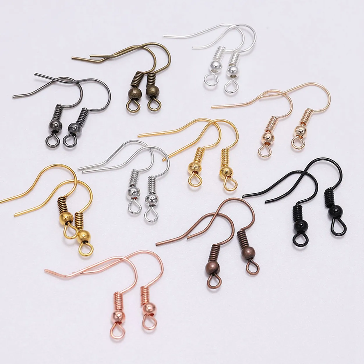 

20x17mm Earring Hooks Gold Color Silver Color Bronze Gunblack Color Metal Spring End Clasps Jewelry Making Findings Supplies