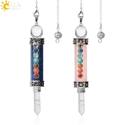 CSJA 7 Chakra Divination Pendulum for Dowsing Crystal Quartz Pendulums 2021 Natural Stone Pendant Wand Pendulos Spiritual G676