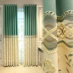 2020 new Chinese style high quality blackout bay window luxury stitching curtains for living room bedroom kitchen curtains