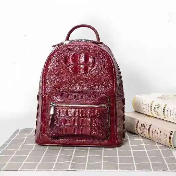 100% genuine real crocodile skin women backpack bag real alligator leather small lady backpack daily bag  2021 new design bag