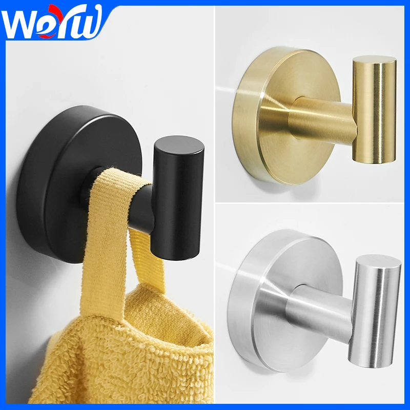 Robe Hook Coat Towel Rack Black Bathroom Hook Stainless Steel Wall Mount Hooks for Hanging Clothes Keys Hats Hanger