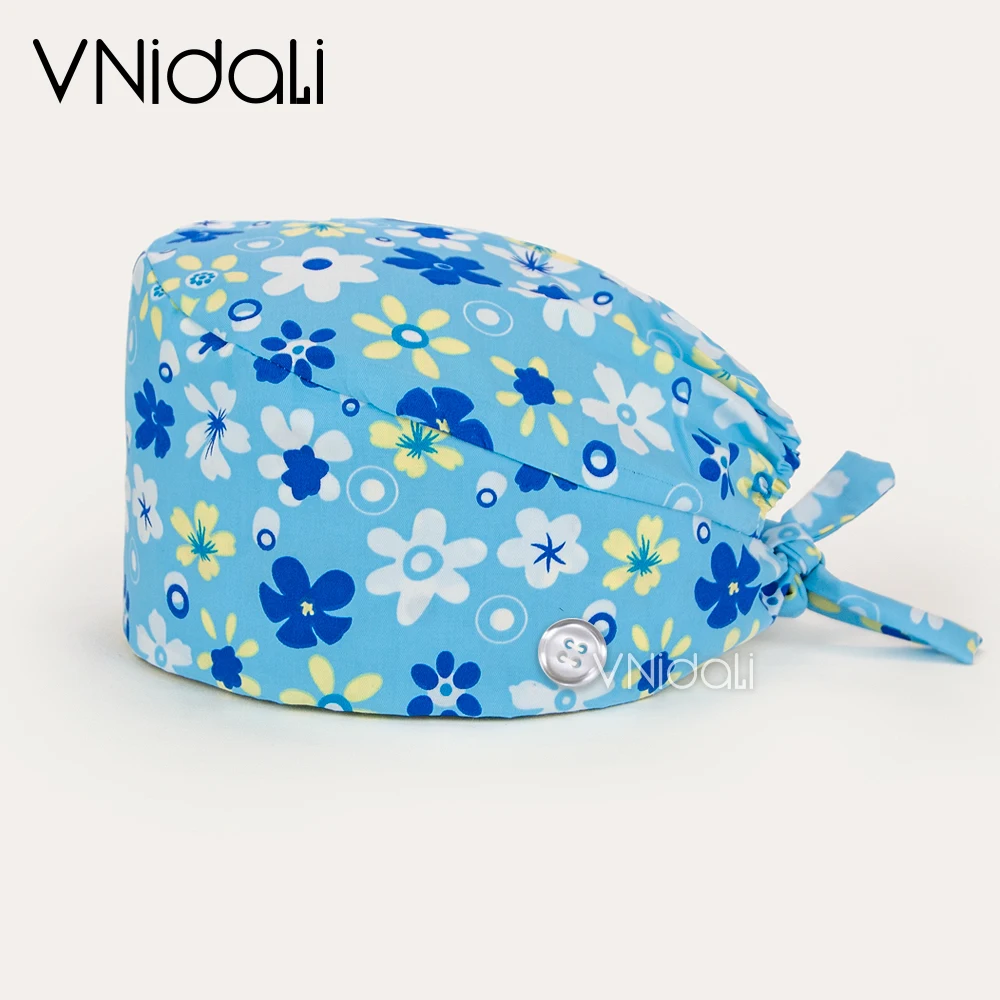 vnidali New Printing Cotton cap scrubs caps women Chemical work hats nursing accessories wholesale