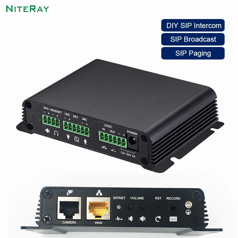 Sip Video Intercom & Paging Gateway Voor Industrie Toepassing Ondersteuning Intercom / Broadcast / Video/Security/Opname