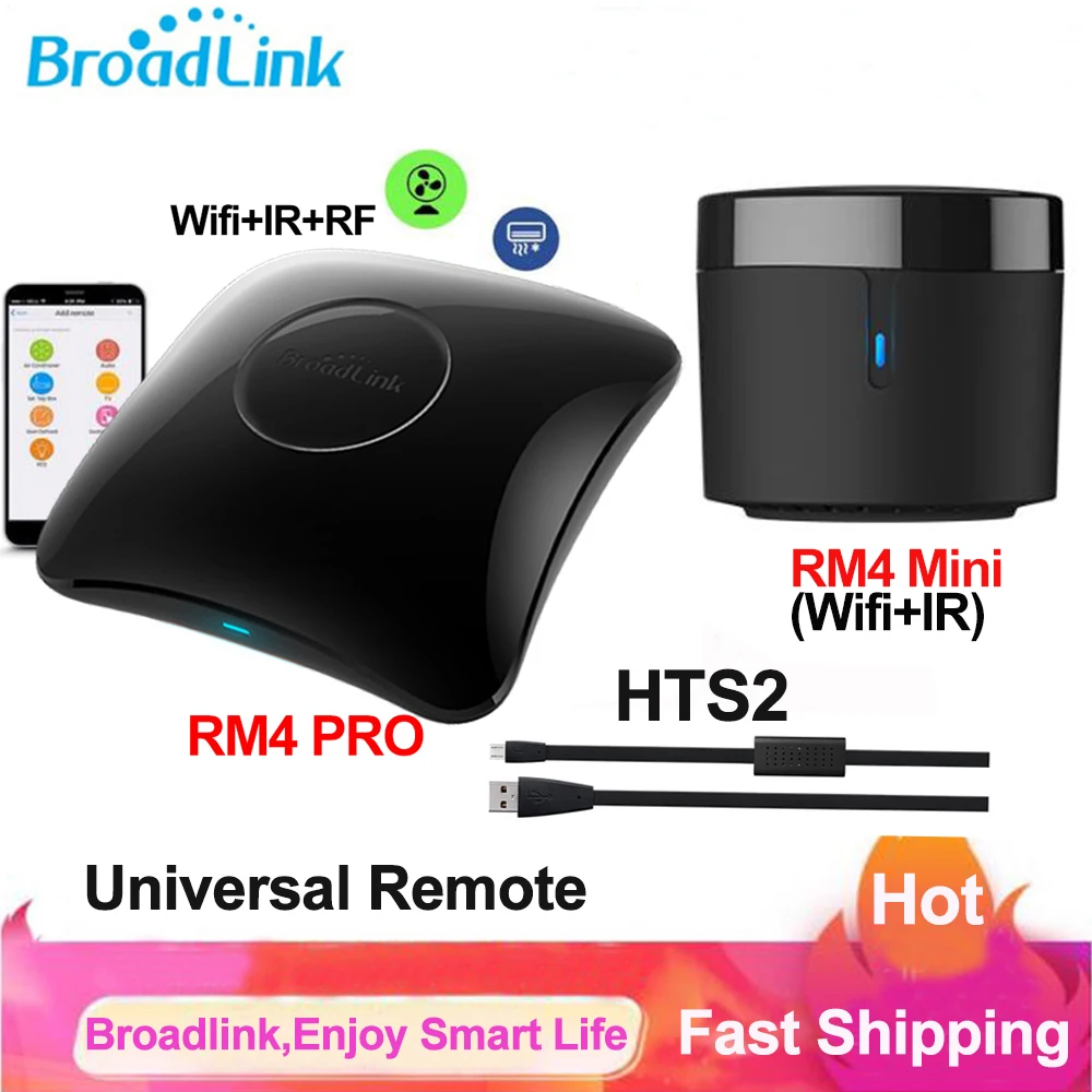 Broadlink RM4 PRO RM4 Mini HTS2 Wifi IR RF Smart Universal Remote Smart Home Remote Control TV Via Broadlink APP Work with Alexa