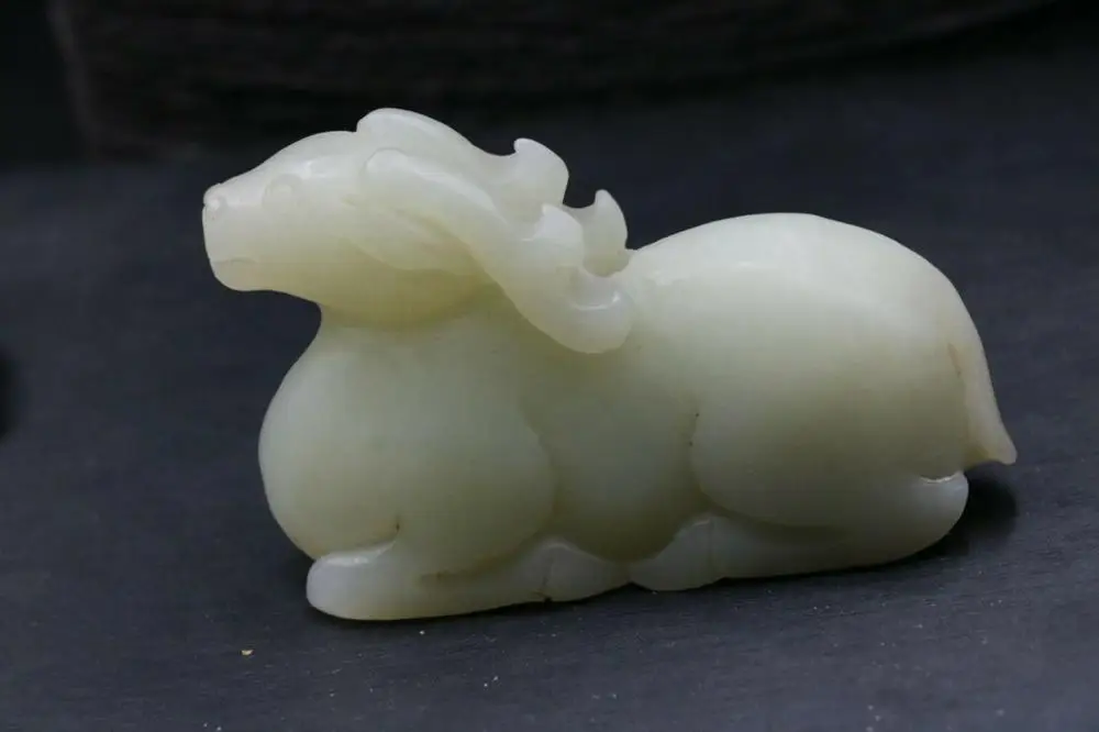 Big Treasure Chinese Vintage Hetian Jade Royal DEER Animal Totem Carving Amulet Timestown 20201128A