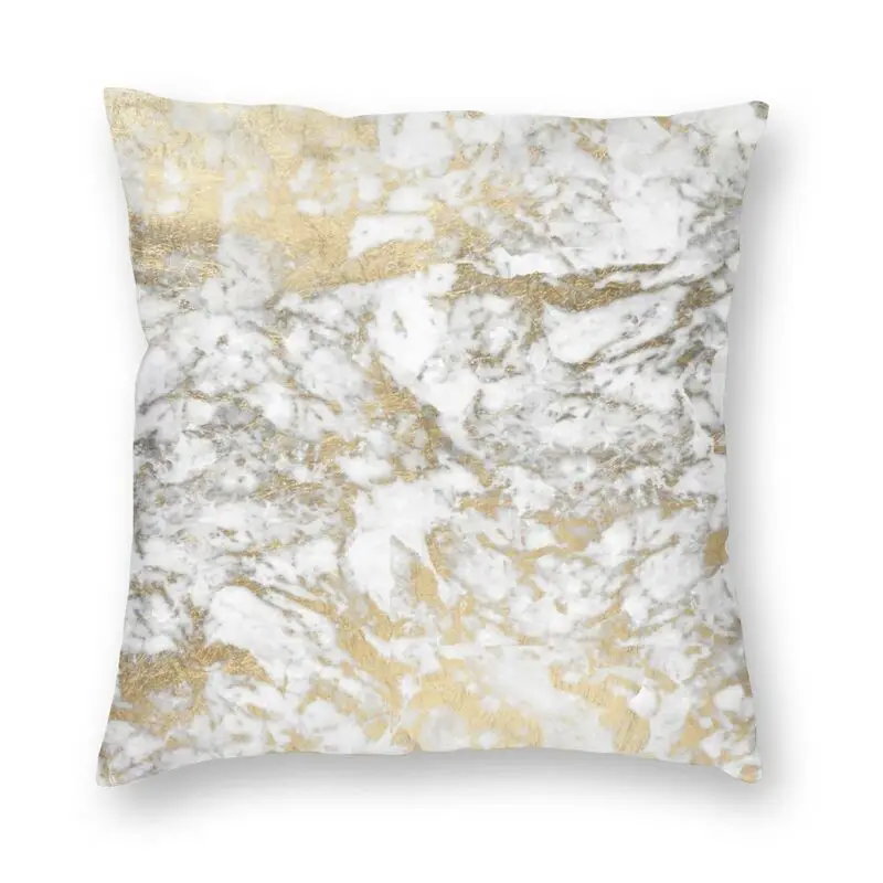 Elegant Chic Faux Gold White Stylish Marble Pillow Cover Decoration Geometric Modern Cushion Cover Throw Pillow for Living Room