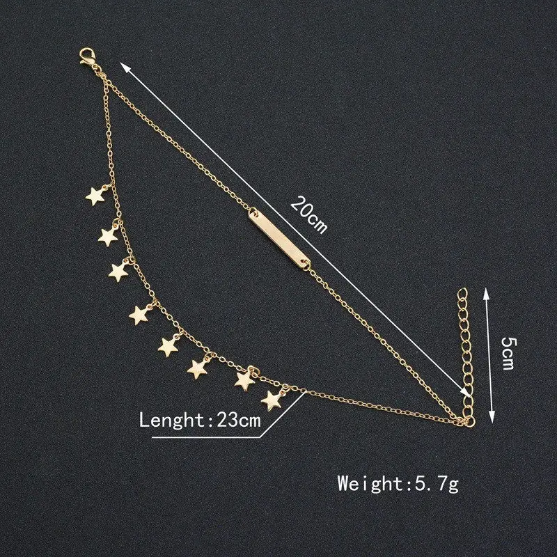 2PCS Vienkim Star Pendant Anklet Foot Chain Summer Yoga Beach Leg Bracelet Charm Anklets Jewelry Gift