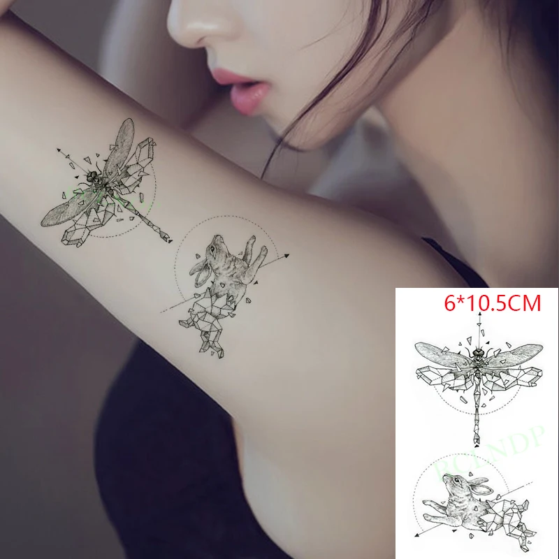 Waterproof Temporary Tattoo Sticker ins Three-dimensional bunny dragonfly  cute Body Art flash tatoo fake tatto for Women Men