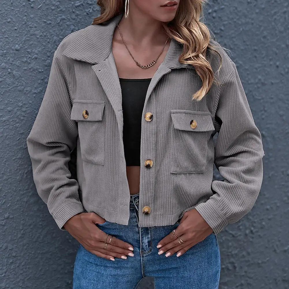 Shacket Jacket Women Women Pocket Shirt Jacket Women Casual Jacket With Long Sleeves Pockets Solid Color Front Button Down Turn