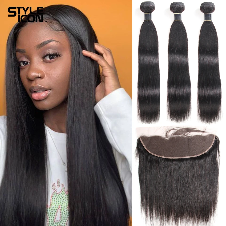 

Straight Hair Bundles With Frontal 13*4 Lace Frontal With Bundles Long Remy Brazilian Straight Human Hair Bundles With Frontal