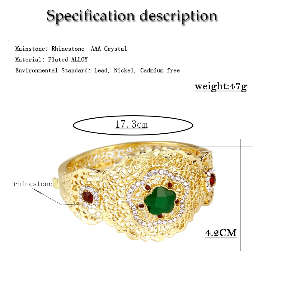 Sunspicems Elegent Marokko Sieraden Vrouwen Bangle Armband Goud Kleur Afrikaanse Traditionele Kristal Armband Indiase Bruids Bijoux xp