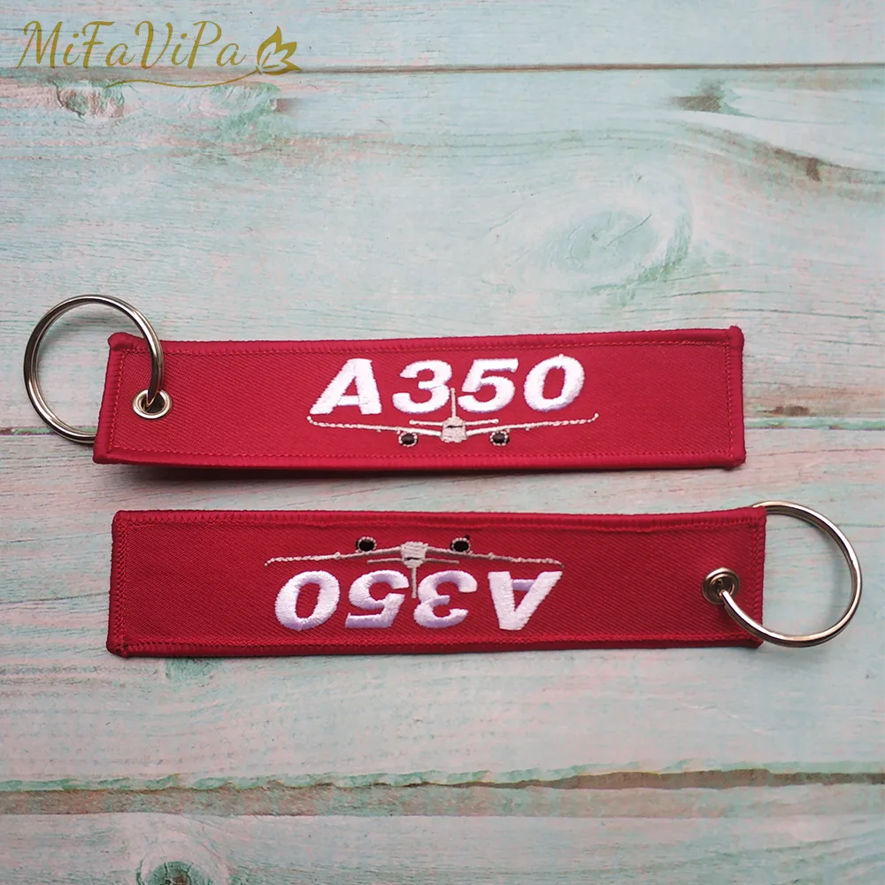 

50 PCS Red A350 Keychain Fashion Trinket Phone Strap Embroidery Air Plane Sleutelhanger Airbus Key Chain for Men Gift Porte Clef