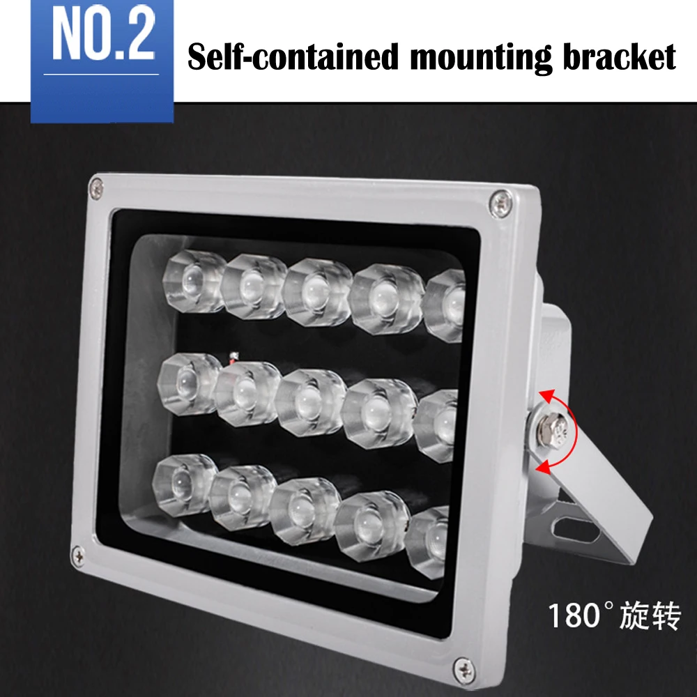 Imagem -05 - Câmera Cctv Visão Noturna Luz Auxiliar Laser Matriz Iluminador Luz de Preenchimento Monitoramento de Estrada 220m Distância ir 15 Pcs 850nm dc 12v