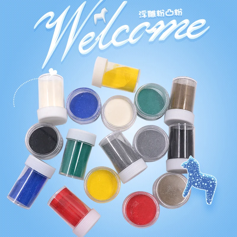 Convex powder 8 color embossed powder heat shrinkable rubber stamp hot air gun DIY manual heating development material