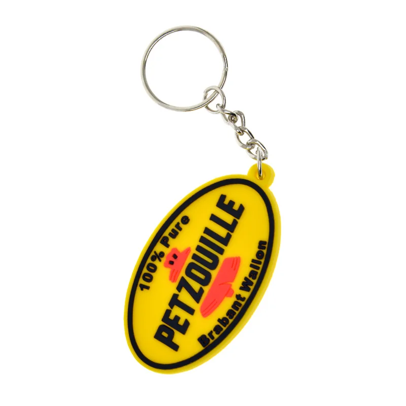 Individuell gestalteter ovaler 2D-Schlüsselanhänger aus weichem PVC mit Metallring – Detail 1