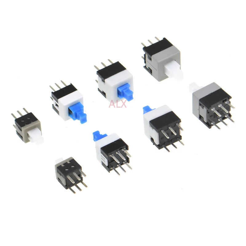 20PCS 5.8X5.8 7X7 8X8 8.5X8.5 5.8*5.8MM 7*7MM 8*8MM 8.5*8.5MM 6PIN Tact push button power switch Self-lock/Self reset ON/OFF 8*8