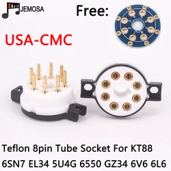 CMC PTFE 8pin Tube Socket Gold Plated For KT88 EL34 5AR4 6L6 6CA7 6SL7 6SN7 Vacuum Tube HIFI Audio Vintage Amplifier