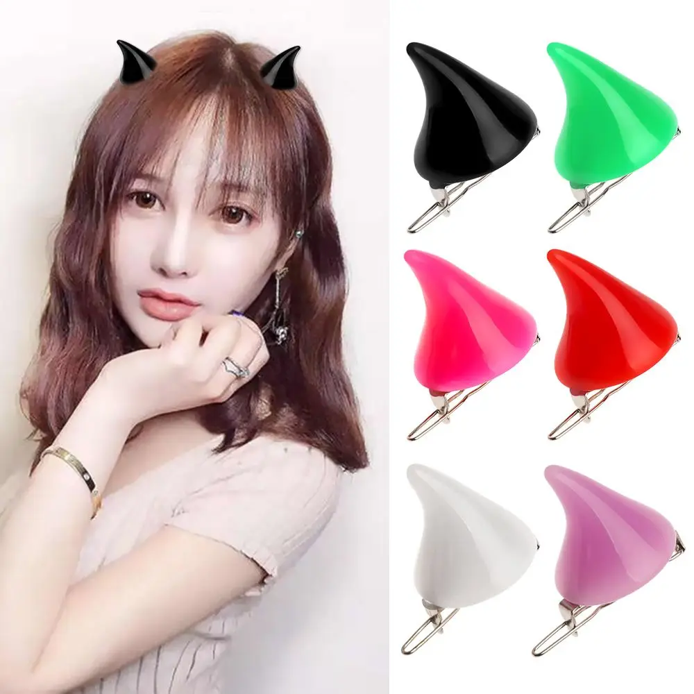 1 Pair Girls Women Gothic Hair Accessories OX Horn Hairpins Costume Pin Small Demon Hair Clips