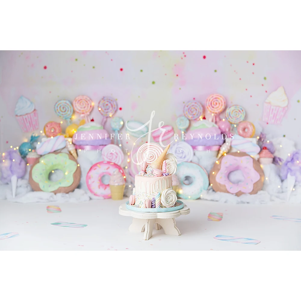 Candy Shop Donuts Photography Backdrop Kids Baby Cake Smah Birthday Girl Pink Background Lollipop Decor Children Photo Studio