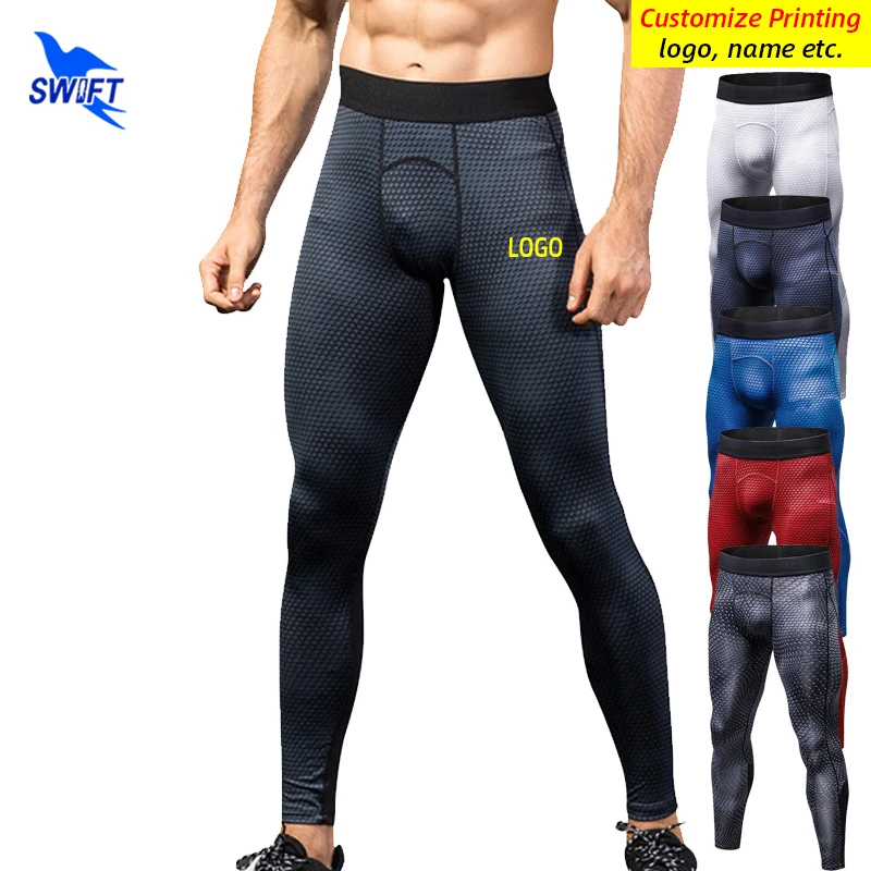 NEW Quick Dry 3D Printed Running Tights Men Compression Sportswear Leggings Gym Fitness Pants Workout Training Bottoms Customize