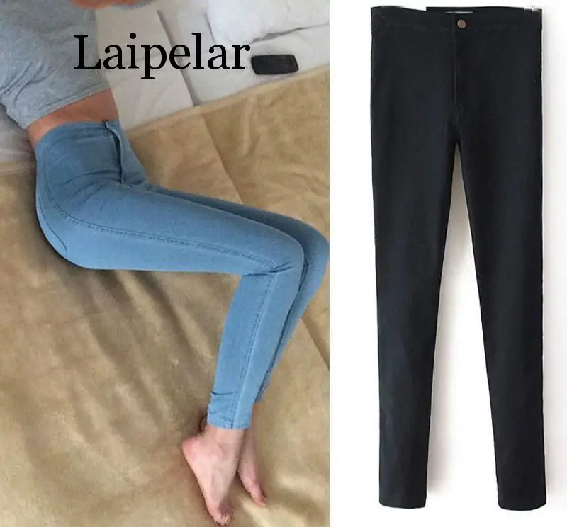 

Laipelar Slim Jeans For Women Skinny High Waist Jeans Woman Blue Denim Pencil Pants Stretch Waist Women Jeans Pants